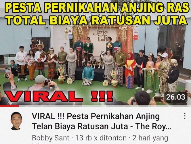 
 Thumbnail akun YouTube Bobby Sant yang meng-upload pernikahan Anjing dengan adat Jawa. (ist)