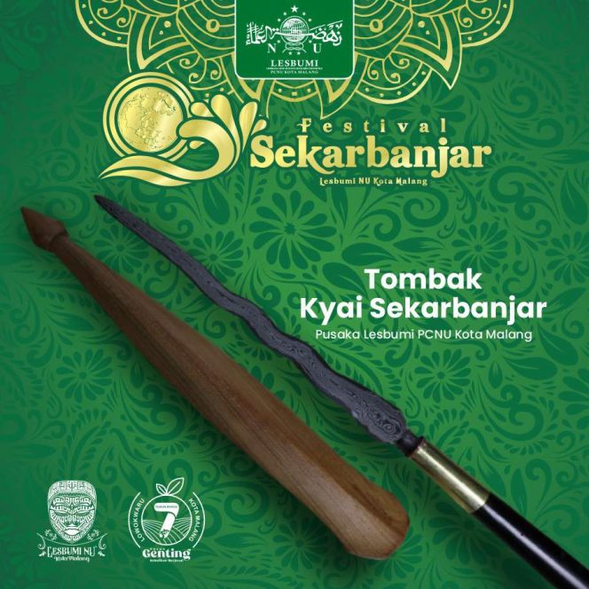 
 Festival Sekarbanjar Lesbumi NU Kota Malang akan memamerkan pusaka tombak Kyai Sekarbanjar pada kirab hari pertama (ist)
