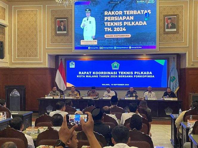 
 Pemerintah Kota (Pemkot) Malang menggelar rapat koordinasi (rakor) teknis persiapan Pilkada 2024. (ist)