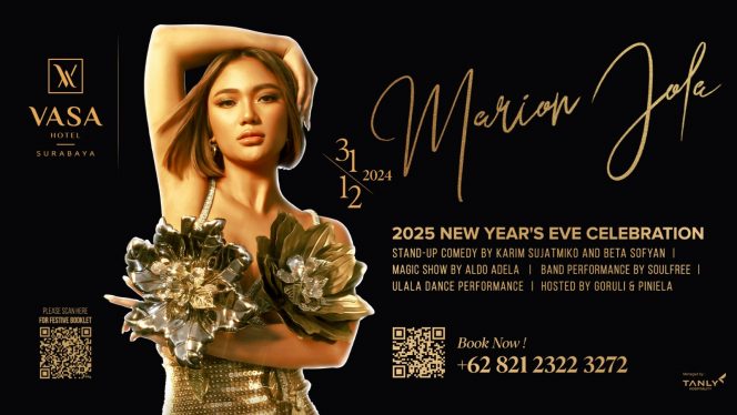 
 Marion Jola akan memeriahkan perayaan Malam Tahun Baru 2025 di Vasa Hotel Surabaya. (ist)