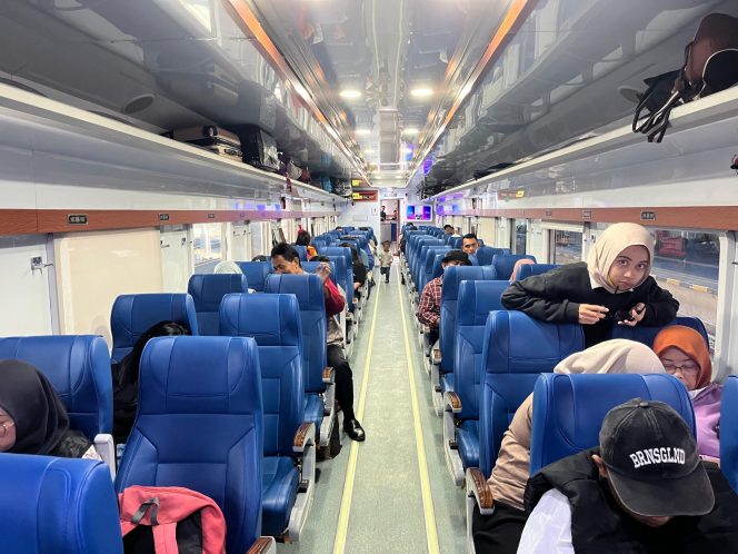 
 Salah satu gerbong KA dengan interior dan fasilitas menarik pada KA Matarmaja New generation. (ist)