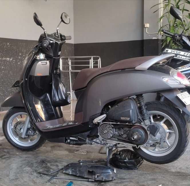 
 Motor milik korban yang digelapkan terduga pelaku. (Muhamad Rozichan for Baca Malang)