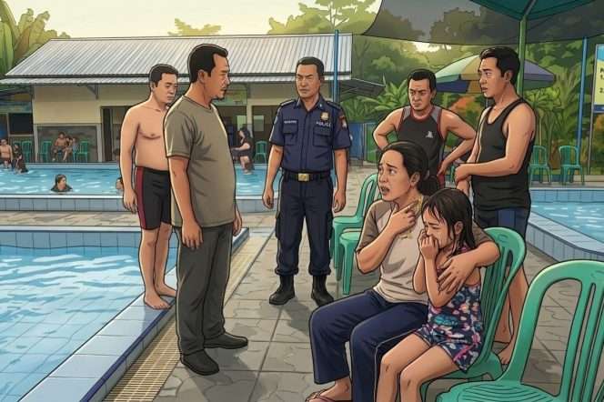 
 Ilustrasi peristiwa penjambretan dengan korban bocil perempuan. (AI Gemini)