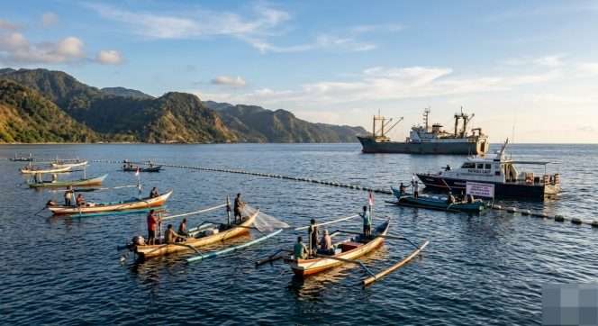 
 Pemberlakuan aturan batas tangkap yang adil dengan membatasi wilayah kapal besar agar tidak merambah zona tangkap nelayan tradisional di bawah 12 mil laut. (Ilustrasi AI Gemini)