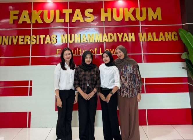 
 Gys Shella Anggita Putri, Alifia Tiara Renata Tarmidi, Adelia Agustin, dan Nadira Albania Rizaldy,
Mahasiswa Semester VI Fakultas Hukum Universitas Muhammadiyah Malang Program Magang Center of Excellence di Kantor Hukum YH & Partners. (Gys for bacamalang)