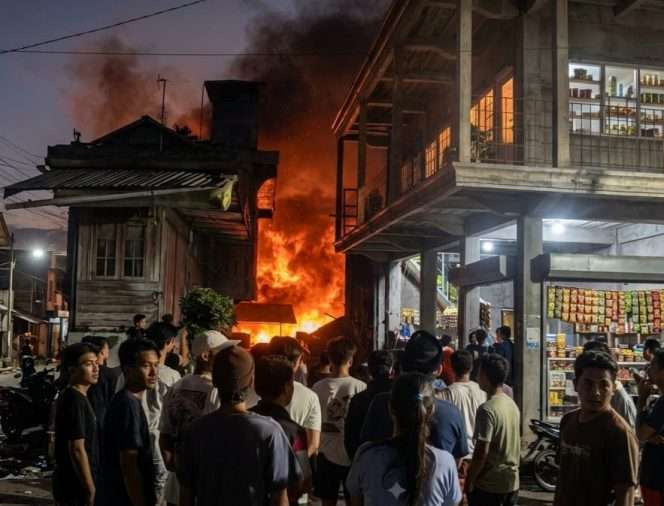 
 Kebakaran melanda kawasan padat di Pasar Turen, Kecamatan Turen, Kabupaten Malang pada Senin (13/7/2026) petang. (ist)