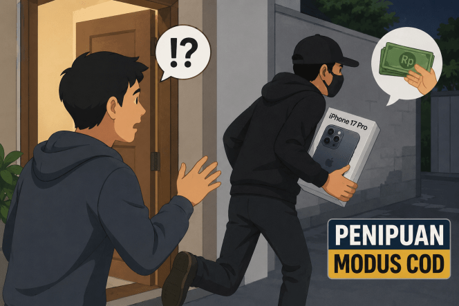 
 Penipuan bermodus Cash on Delivery (COD) saat hendak menjual iPhone 17 Pro. (ist)