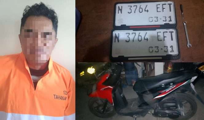 
 Pelaku curanmor yang diamankan petugas bersama barang bukti. (ist)