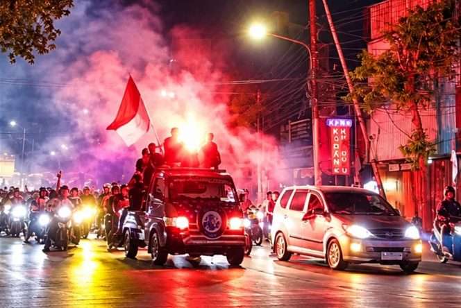 
 Perayaan HUT AREMA ke-39 di Kota Malang. (yog)