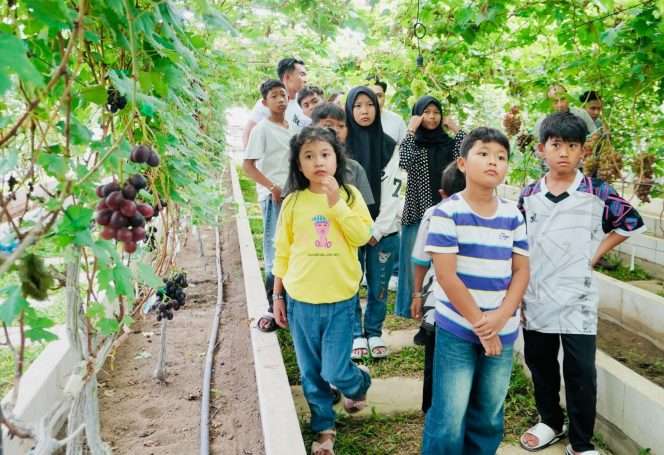 
 Pihak Grand Mercure Malang Mirama hotel saat mengajak 10 anak asuh menikmati pengalaman wisata ke Gamma Grape Experience, Malang, Sabtu (1/8/2026). (ist)