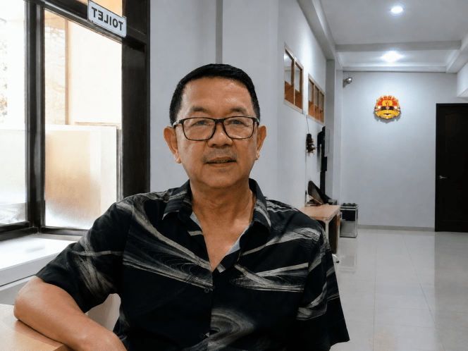 
 Gunadi Yuwono, pemilik KSU Unggul Makmur, saat mendatangi Satreskrim Polresta Malang Kota. (ist)