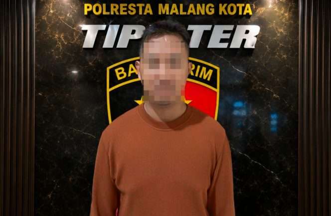 
 Tersangka AS, kepala desa asal Banyuwangi, yang berhasil dibekuk anggota Satreskrim Polresta Malang Kota. (ist)