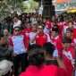 DPD LSM LIRA Kota Batu, saat turun aksi damai mengawal sidang putusan kasus pembunuhan mahasiswi UMM, Faradila Amalia Najwa, di Pengadilan Negeri Malang Kelas IA. (Yan)