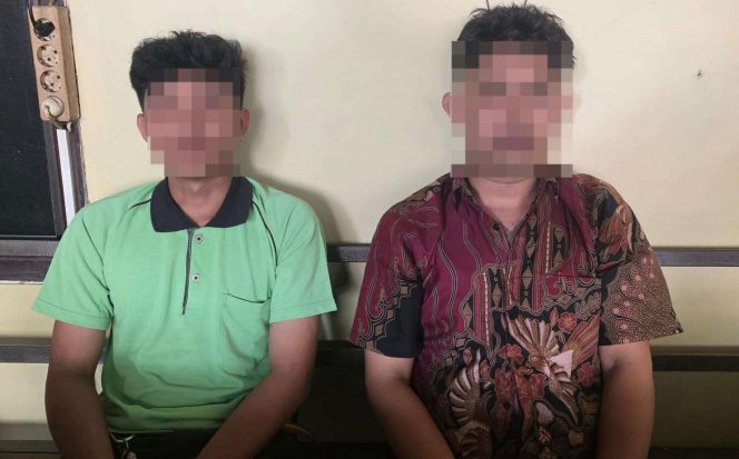 
 Dua terduga pelaku pengeroyokan yang diamankan Unit Reskrim Polsek Sukun, Polresta Malang Kota. (ist)